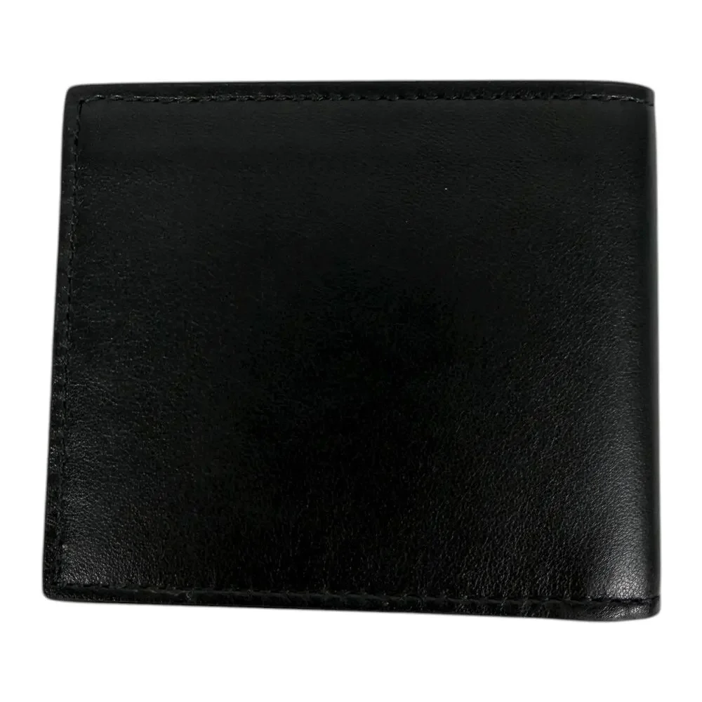 Gucci Gold Logo Leather Bi-fold Wallet Black Men 547585